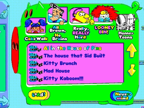 The puzzle selection screen with the four difficulty levels.