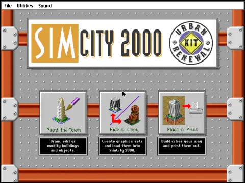 The Urban Renewal Kit's main menu