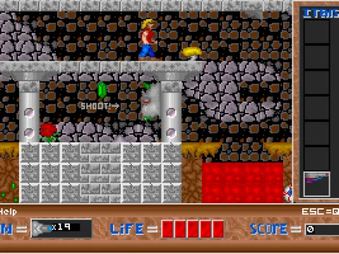 The stone faces can be shot for goodies.