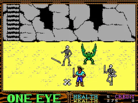 Skeleton warriors and nasty drakes (which can only be hit with high swings).