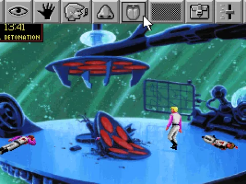 A gruesome scene with dead bodies... displaying the interface