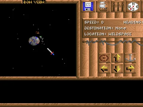 Game start - this is the main navigation screen. Currently overlooking an unknown planet.