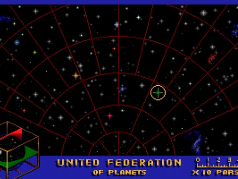 Stellar map screen (acts as copy protection)
