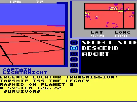 Our starship crashed while landing. (EGA/Tandy)