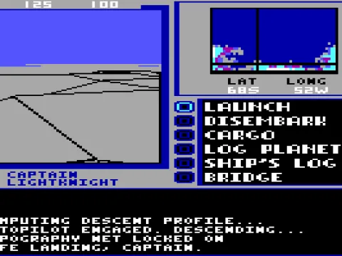 We've landed successfully on this ice-covered planet. (EGA/Tandy)