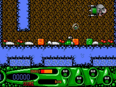 Sending grubs up in blown slime-bubbles.