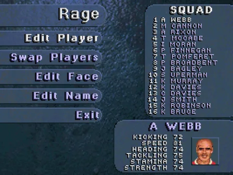 Probably the only team in the game that you could play with real player names is Rage's team of its own!