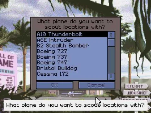 Stunt Island's Planes Choice