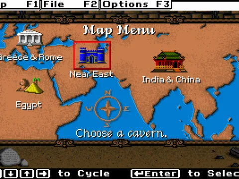Map menu -- Choose your cavern!