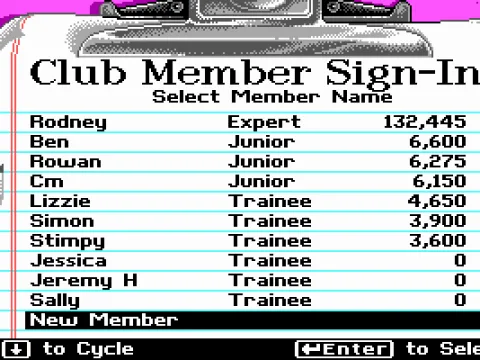 Select or create a character (EGA)