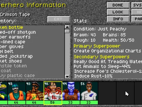 Superhero Information Screen