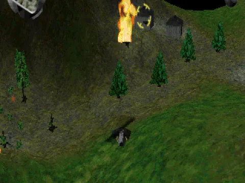 Two enemy houses under fire