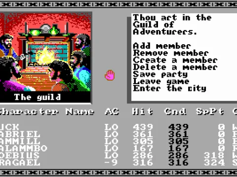 Game options in the Adventurer's Guild