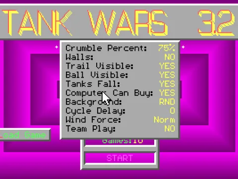 This shows the game's configuration options