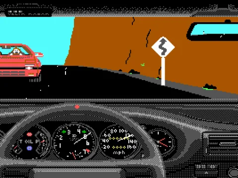 Swerving to avoid oncoming traffic.