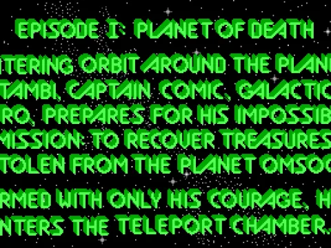 First screen after title