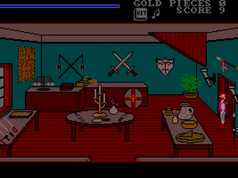 Maddog's shop interior. Each location is drawn with much attention to detail although the artistic skill is not stunning in any way.