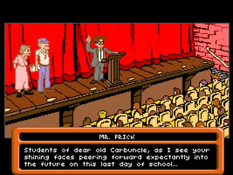 Headmaster Mr. Frick giving a motivational talk