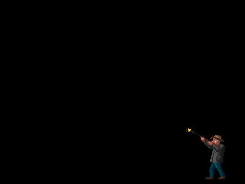 Credits opening - Jed hunting a fake command prompt