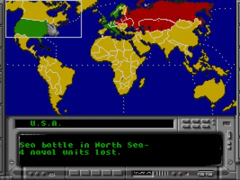 World map at game start, default Cold War scenario