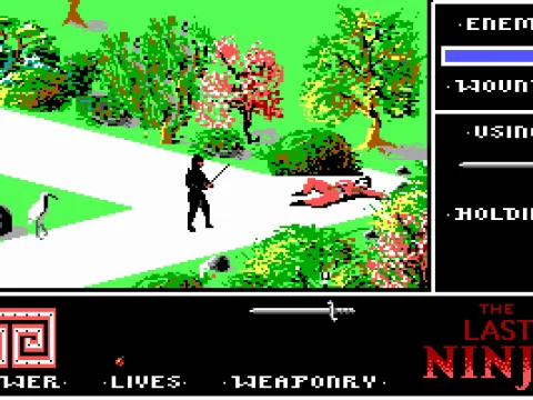 Hmm, are those nunchucks on his body?