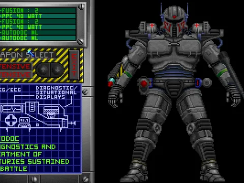 Filling up my character with weapons and defenses. I can arm my arms, hips and shoulders.