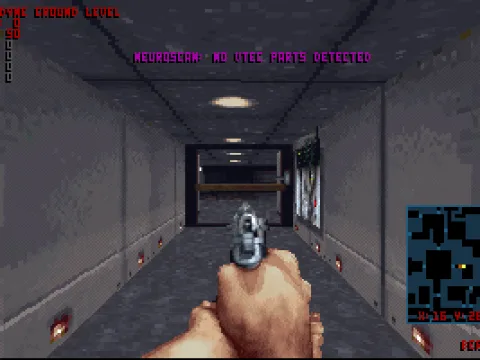 you enter the Cyberdyne with a Beretta, enemies hide in front of you...