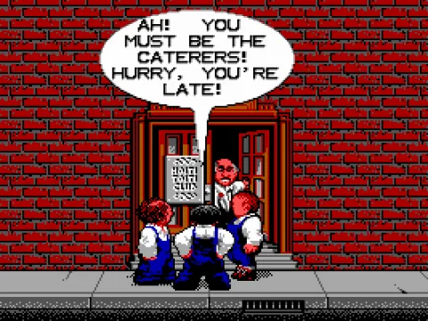 The Stooges are mistaken for waiters...