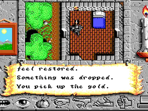 Found a little hut with a bed and a dagger.