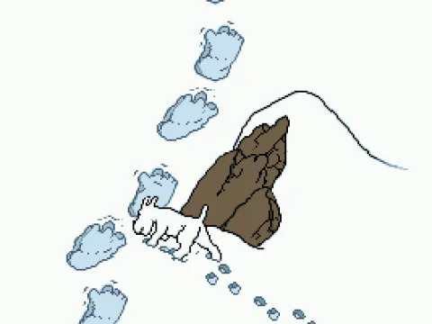 Intro clip of Snowy searching for the Yeti.