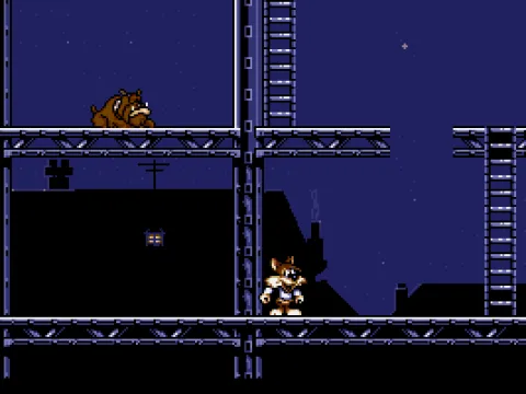 Up in the scaffolding.