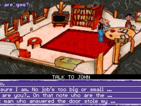 Talking with Jon in the living room