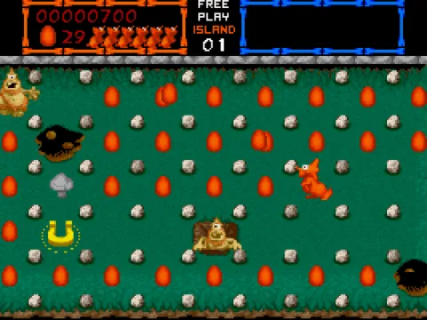 Collect all your coloured eggs, then head for the exit that appears!