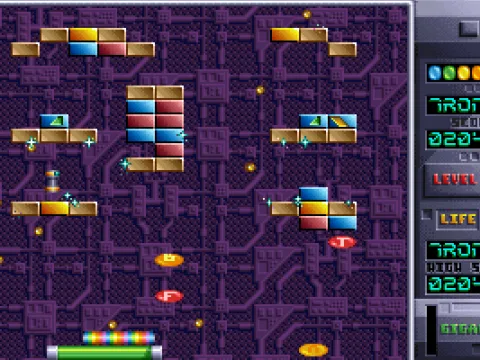 The action gets hectic. Luckily a green robot racket helps me out