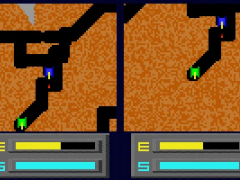 Blue player chasing the green player (MCGA/VGA)