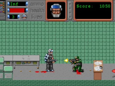 Facing against a soldier.