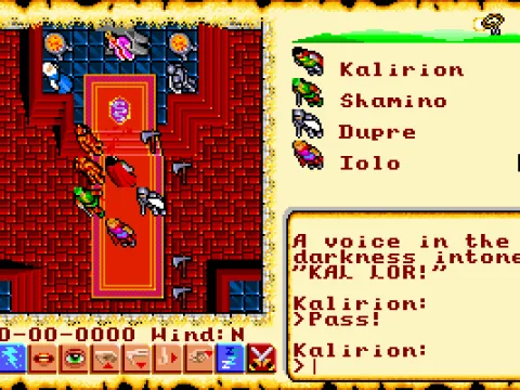 The game begins with you being attacked in Lord British's throne room!