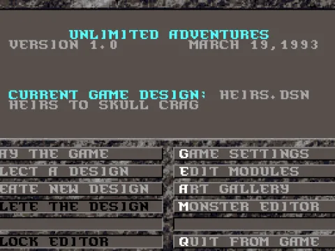 Main menu