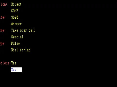 Serial configuration screen