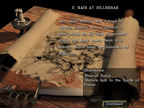 Mission Objectives screen (Orc)