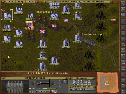 Antietam scenario - Main game screen