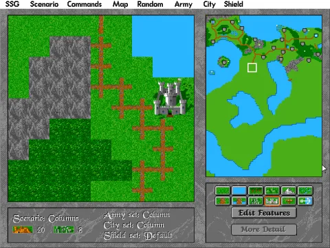 Drawing a map in the editor: pasting generic terrain tiles...