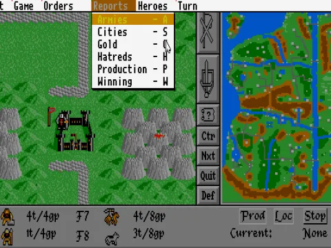 Menu and city production