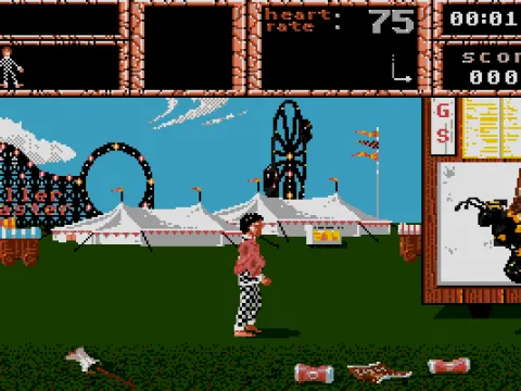 Next stop: the fairground. Using the sugar pieces, you've got to distract the giant wasp.