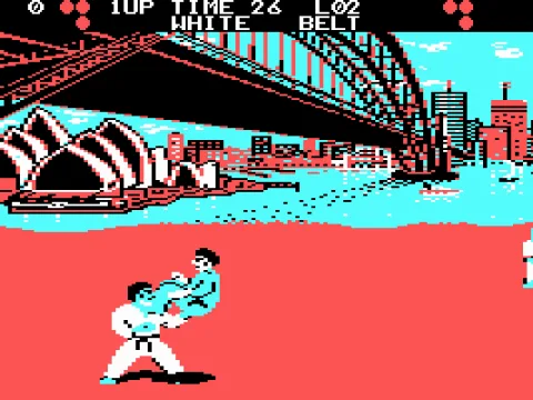 Blue player executes a flying attack!