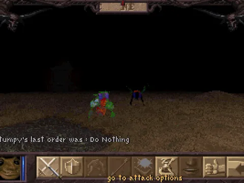 Fresh off the boat, faced with enemies!  Select a target and examine your icon-options on the bottom.