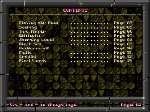 Thirteen pages of game instructions, the last couple of screens are the developer credits