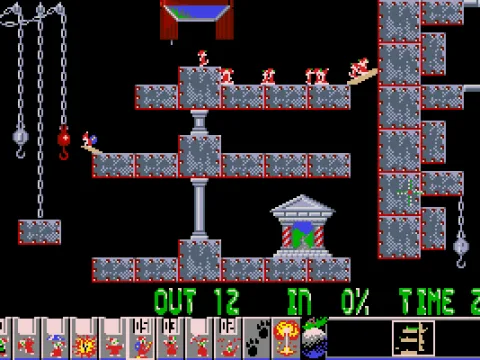 Oops, is it an indoor holiday level? No, it's one of the levels taken directly from <i>Oh No! More Lemmings</i>.