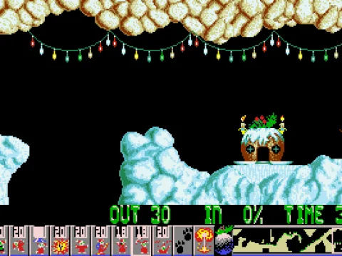 The exit door is festive as well.