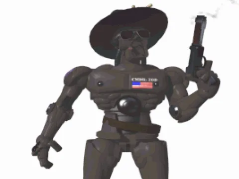 Commander Zod just shot up the Bitmap Brothers logo.